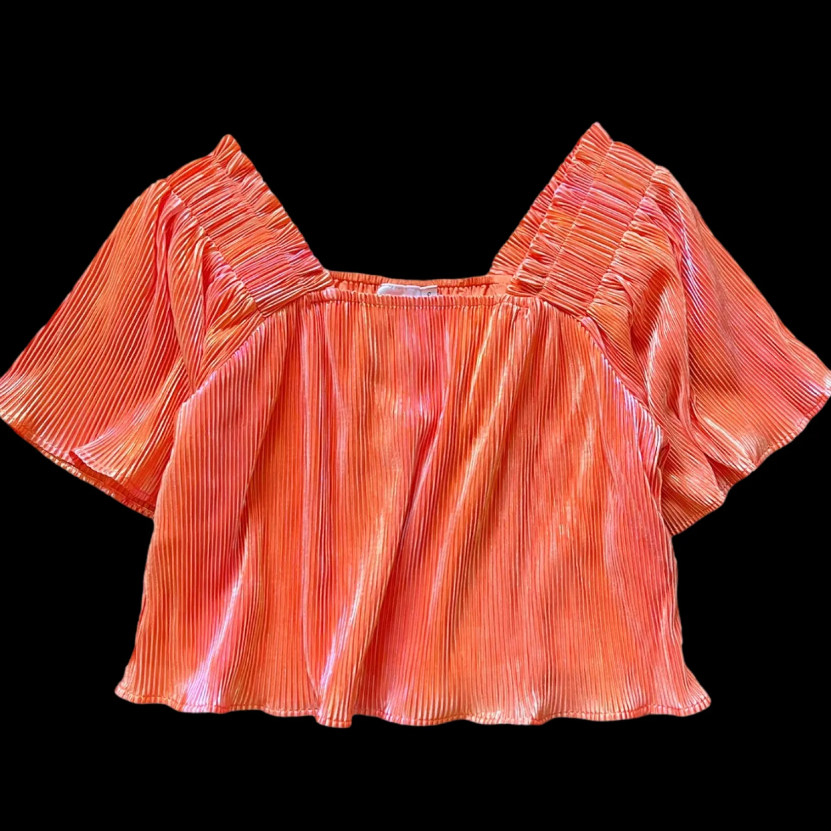 Tangerine Pleat Flutter Top