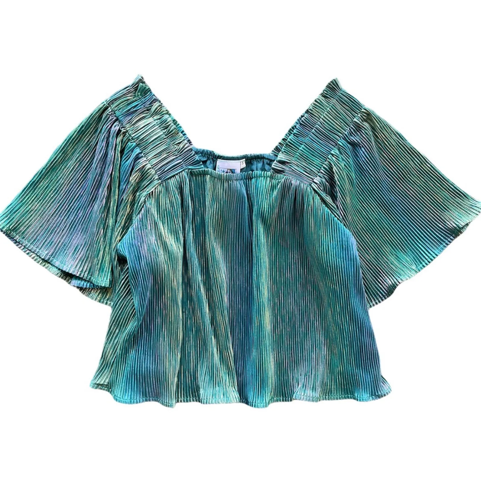 Teal Pleat Flutter Top