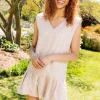 Tweed Rhinestone Shoulder Pad Flounce Dress