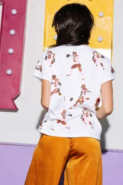 White & Burnt Orange Scatter Football Player Tee