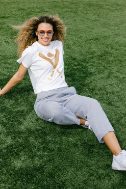 White & Gold Baseball Tee