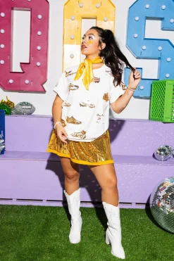 White & Gold Football Cleat Tee