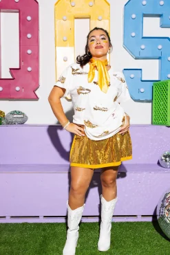 White & Gold Football Cleat Tee