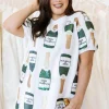 White & Gold Scattered Champagne Bottle Dress