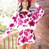 White & Hot Pink Cow Print Sequin Skirt