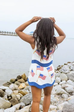 White & Navy American Flag Skirt