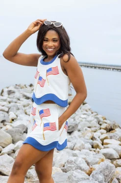 White & Navy American Flag Skirt