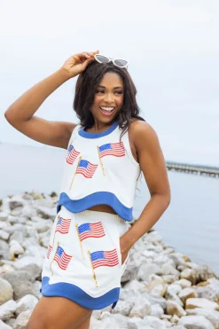 White & Navy American Flag Skirt
