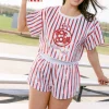 White & Red Full Sequin Short Sleeve Popcorn Top