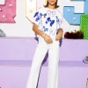 White & Royal Bow Top
