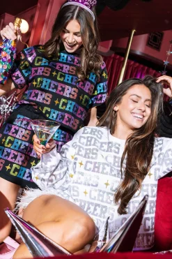 White & Silver Cheers All Over Sweatshirt