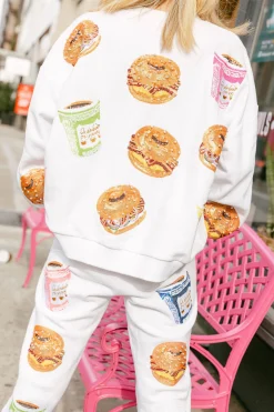 White Bagel Sandwich & Coffee Sweatshirt
