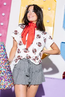 White, Black & Red 'Game Day' Football Tee