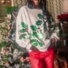 White Diagonal Holly Sweatshirt