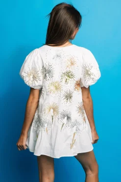 White Firework Back Dress