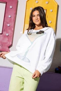 White Football Olive Martini Sweatshirt