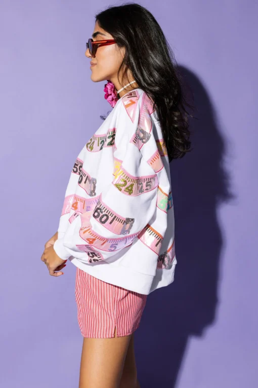 White Measuring Tape Sweatshirt