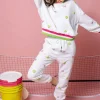 White Multi Beaded Scattered Tennis Jogger