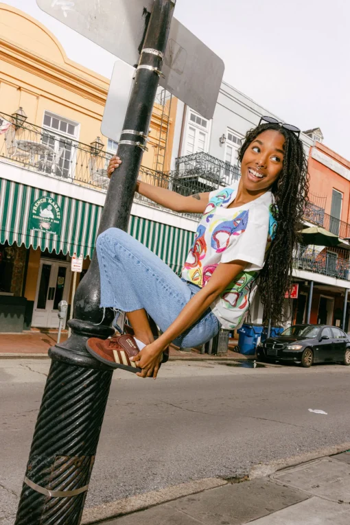 White Multi Mardi Gras Mask Tee