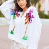 White Multi Palm Tree Cardigan
