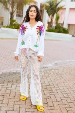 White Multi Palm Tree Cardigan