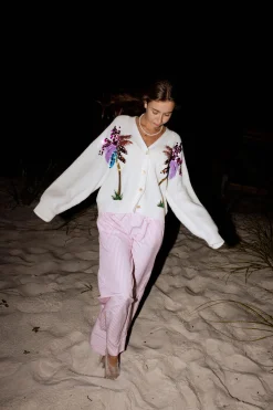 White Multi Palm Tree Cardigan