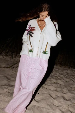 White Multi Palm Tree Cardigan