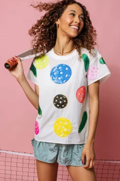 White Multi Pickle Ball Active Tee
