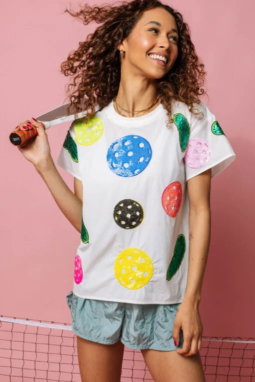 White Multi Pickle Ball Active Tee