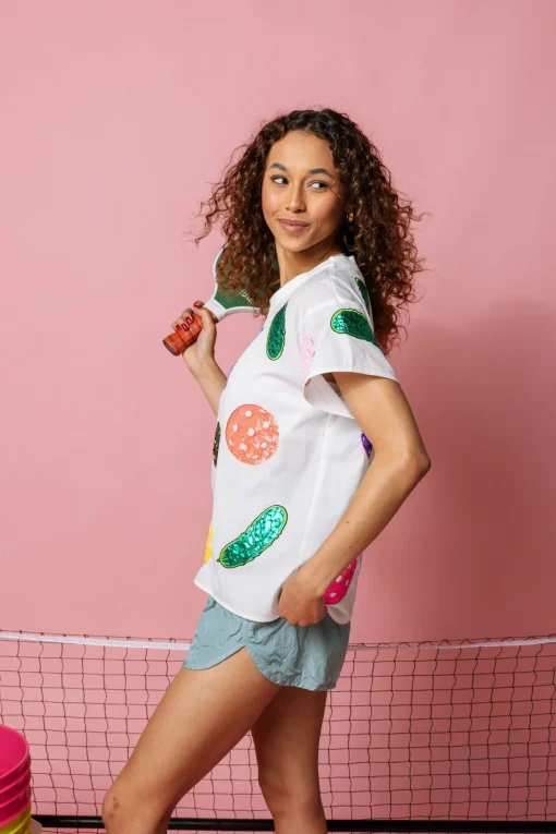 White Multi Pickle Ball Active Tee