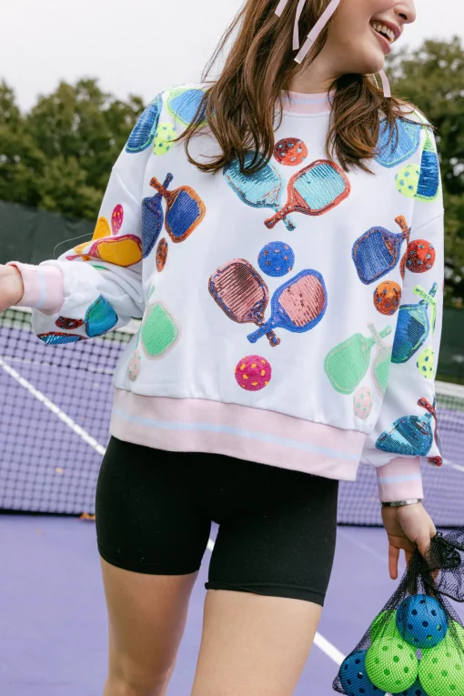 White Multi Pickleball Sweatshirt
