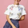 White Multi Tennis Racket Tee