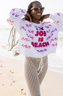 White 'My Job Is Beach' Sweatshirt