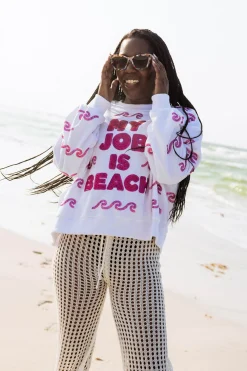 White 'My Job Is Beach' Sweatshirt