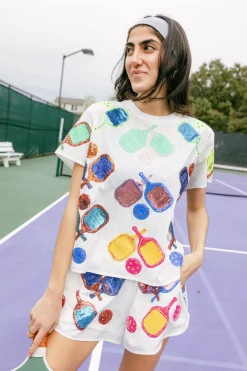 White Pickleball Active Tee