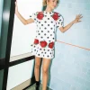 White Polka Dot Skirt With Red Flowers