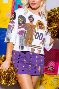 White, Purple, & Gold Cheers Girls Tee