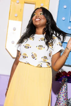 White, Purple & Yellow 'Game Day' Football Tee