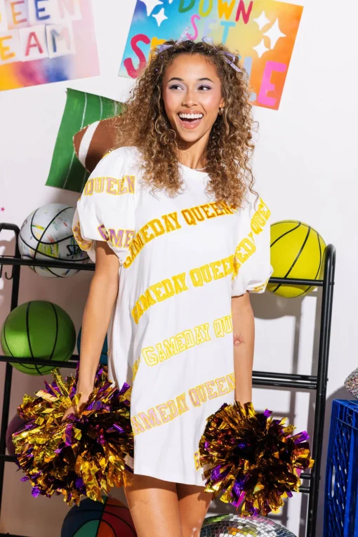 White Queen Poof Sleeve Dress
