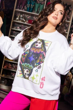 White Rainbow Crown QOS Logo Sweatshirt