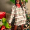 White, Red & Green Plaid Pleat Skort