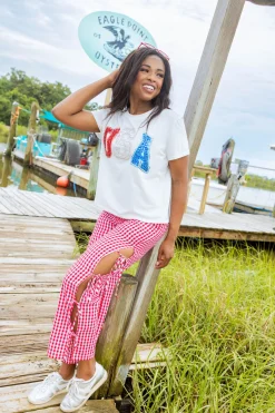 White Rhinestone 'USA' Tee