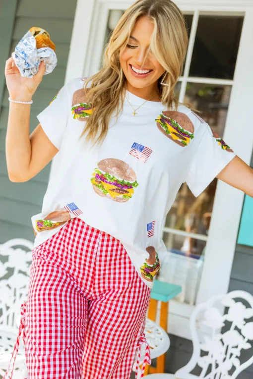 White Scattered American Burger Tee