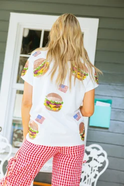 White Scattered American Burger Tee