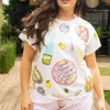 White Scattered Summer Seafood Tee