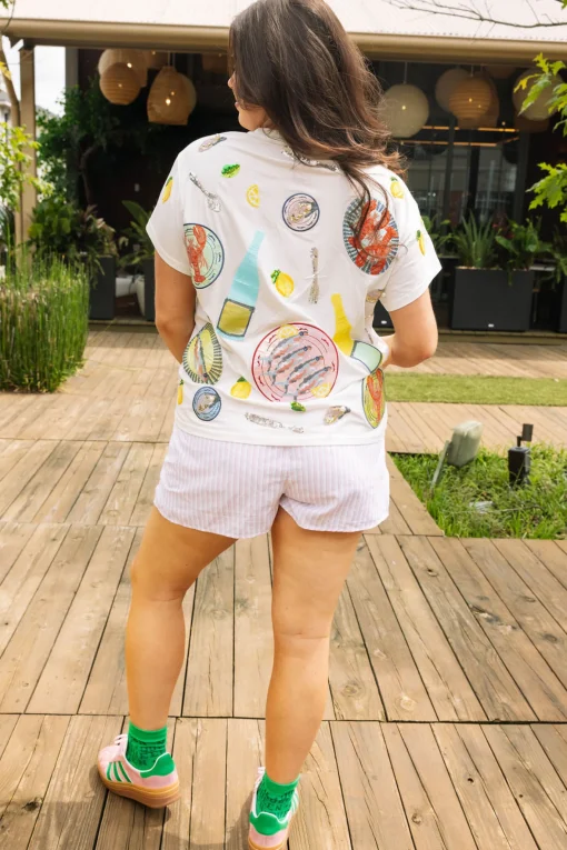 White Scattered Summer Seafood Tee