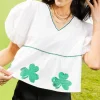 White Shamrock Peplum Top