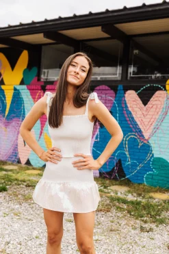 White Smocked Sequin Skirt