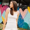 White Smocked Sequin Tie Tank