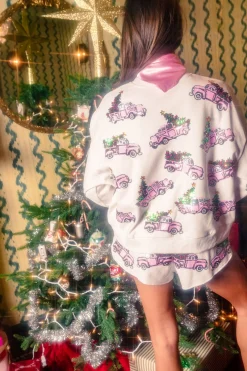 White Trucks With Christmas Trees Sweatshirt